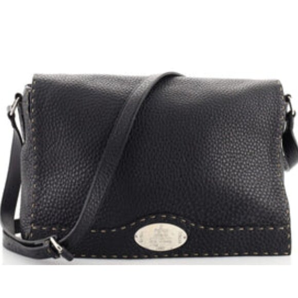 FENDI Black Leather Messenger Bag - Picture 2 of 16